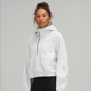 Scuba oversized half-zip hoodie - light grey